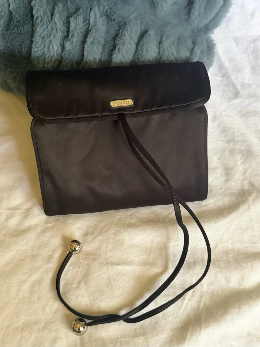 Coach Black Satin Travel Folding Jewelry Roll Organizer Case - Like New